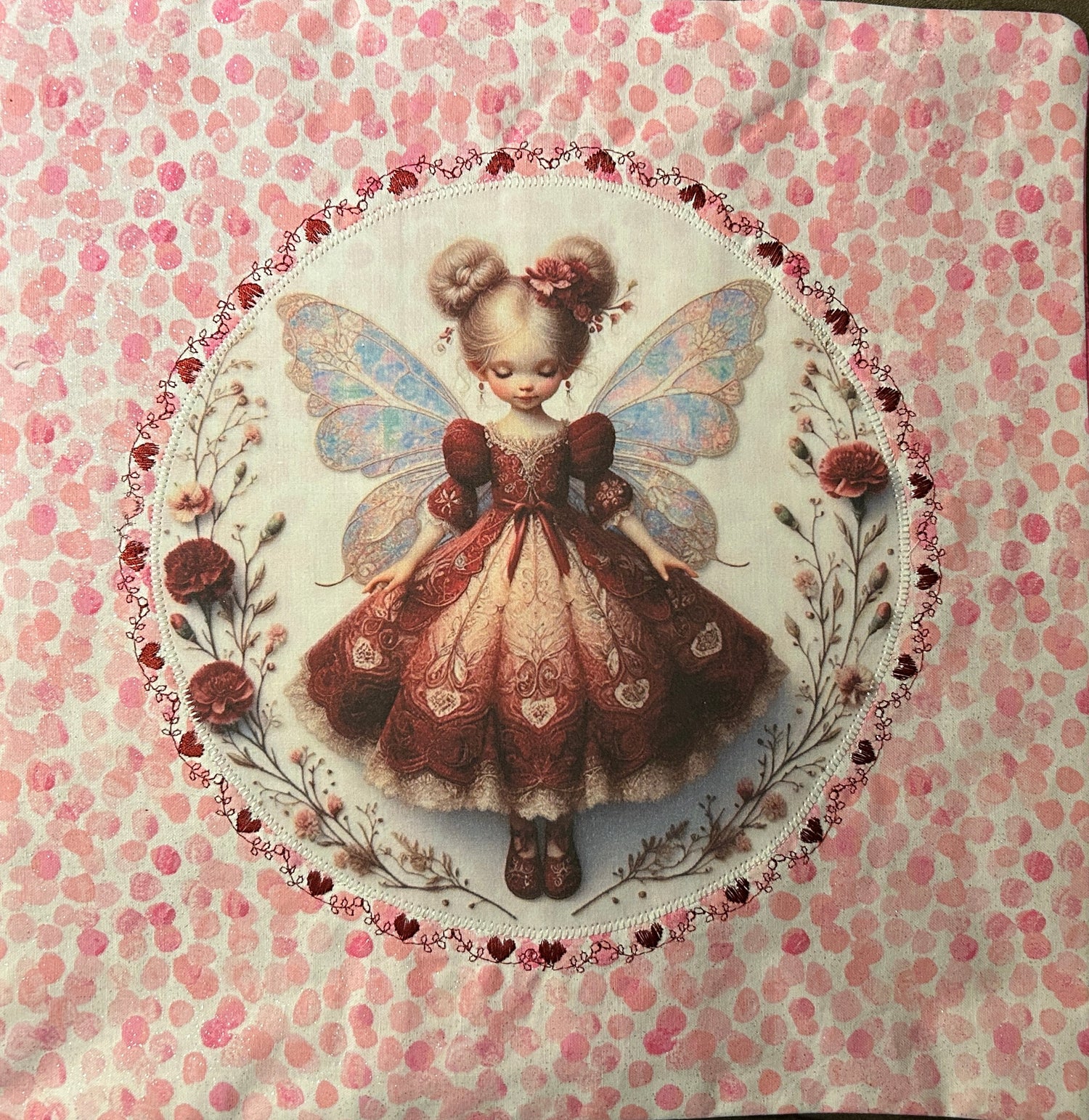 January birth month fairy block on a pillow cover 