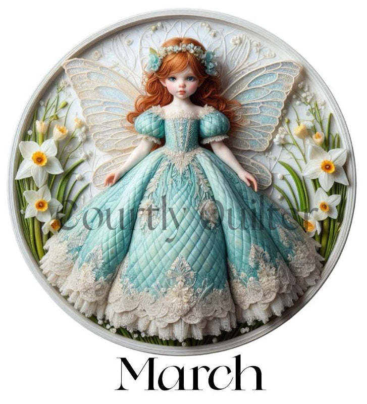 Courtly Quilter birth month fairy, March