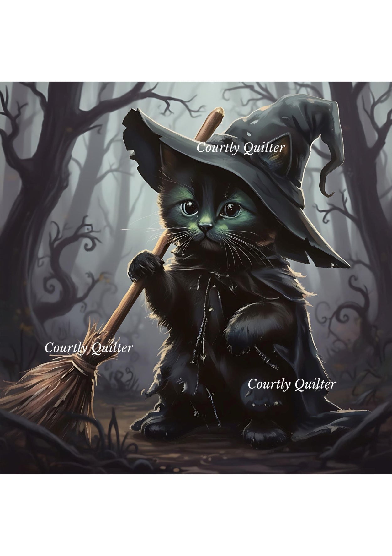 Wizard of Oz kitten portraying the wicked witch of the west, Courtly Quilter